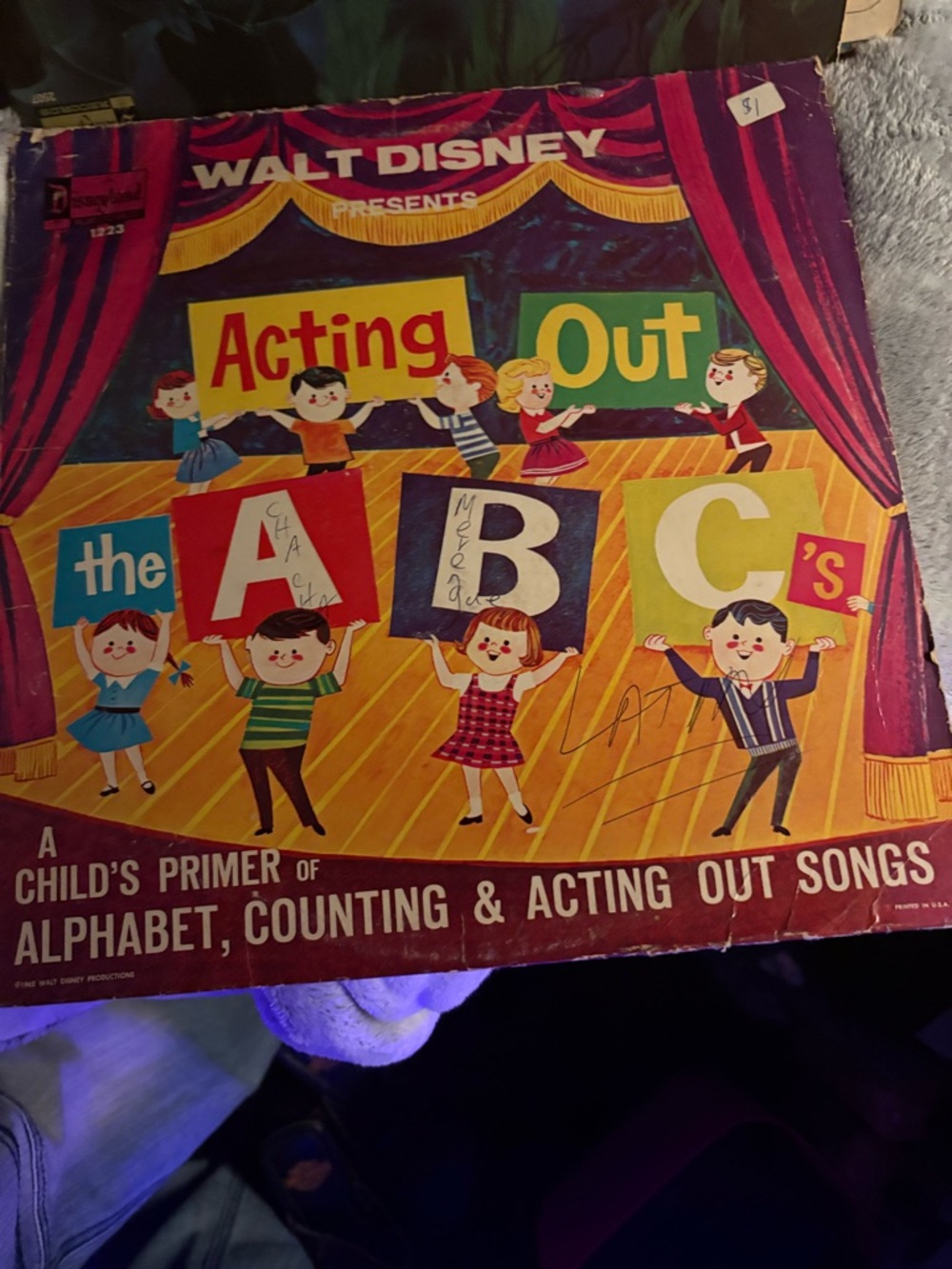 Walt Disney Acting Out the ABCs Kids Record - Colorful Illustration Cover